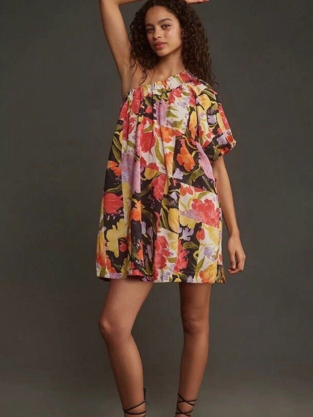 Yukiko Noritake One-Shoulder Mini Shift Dress